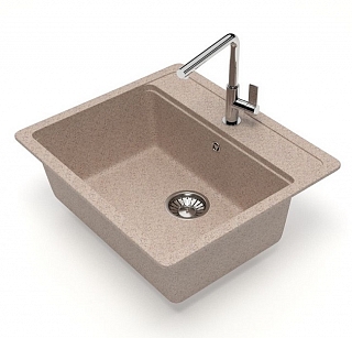 Мойка гранит GLANZ J9 одинарная 570х505х200 песочный матовая, без сифона