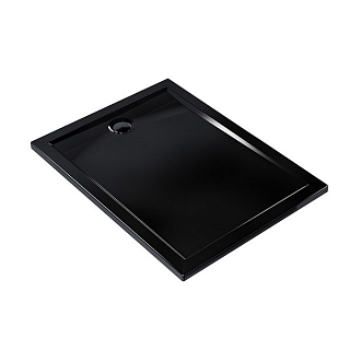 Поддон прямоугольный акрил SQUARE 120х80х13 низкий, отв. D90, без сифона, цвет чёрный