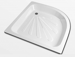 Поддон стальной эмалированный полукруг 90х90х15, слив D50 мм