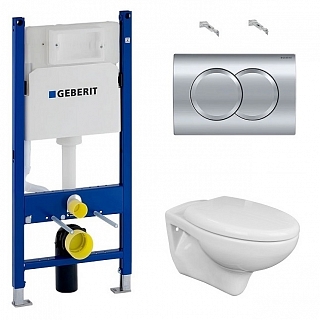 Комплект: инсталляция Duofix Delta кнопка хром, унитаз AZARIO СТЕЛЛА с сиденьем микролифт