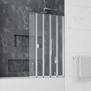 Шторка на ванну SC-21 120х150 складная, стекло прозрачное, профиль хром