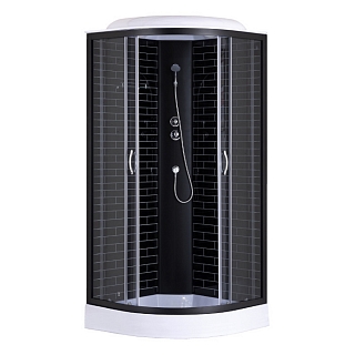 Душевая кабина CS-6690-13GB 90х90х215 низкий поддон, прозрачное стекло, чёрный профиль