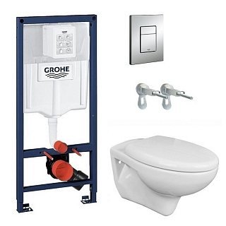 Комплект: инсталляция Rapid SL 38772001 кнопка хром, унитаз AZARIO СТЕЛЛА с сиденьем микролифт