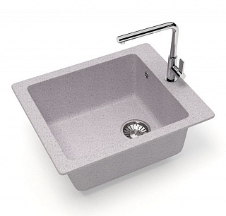 Мойка гранит GLANZ J8 одинарная 500х425х195 светло-серый матовая, без сифона