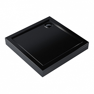 Поддон квадрат акрил ELETTO 100х100х14 низкий, отв. D90, без сифона, цвет чёрный