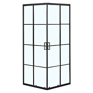 Душевое ограждение пятиугольное 90х90х190 CS-211F-90, прозрачное стекло "Лофт клетка", пр. чёрный