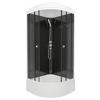 Душевой бокс полукруг Топ В 90х90х231,5 стекло прозр., чёрный профиль, средний поддон, душ. набор