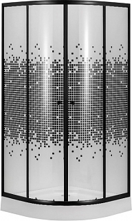 Душевой уголок полукруг NG-003-14 BLACK 80х80х195 поддон 13 см, стекло "мозаик", профиль чёрный