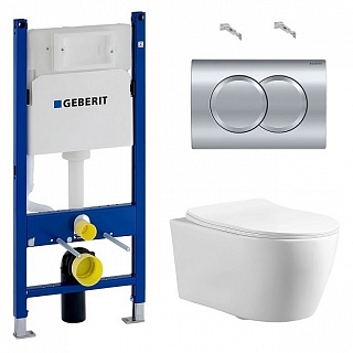 Комплект: инсталляция Duofix Delta кнопка хром, унитаз UNO AZ-2380 с сиденьем микролифт #