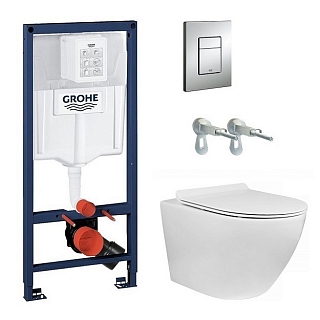 Комплект: инсталляция Rapid SL 38772001 кнопка хром, унитаз CS246UQ-TK торнадо с сиденьем микролифт