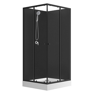 Душевая кабина Neo CS-21801-BP 90х90х204 стекло прозрачное, чёрный профиль, низкий поддон