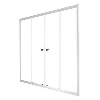 Штора на ванну Ультра 170х140 (2 двери, стекло прозрачное 4мм, белый профиль)