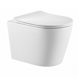 Унитаз подвесной Verso VO-0832 безободковый, с тонким сиденьем дюропласт микролифт #