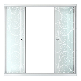 Штора на ванну 2 двери 1,5м (белый профиль, стекло узоры, высота 1,4м)