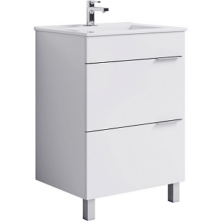 Бриг тумба 60 напольная цвет белый Br.01.06/2/W (2 ящика) с раковиной Quadro-60