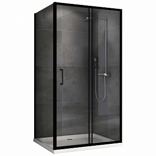 Душевой уголок прямоугольный 100х80х190 Schwarzer Diamant AG30100B5-S80B5 прозр.стекло, чёрный проф.