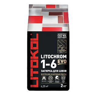 LITOCHROM 1-6 EVO (цементная затирочная смесь) LE.110 стальной серый, мешок 2 кг
