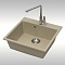 Мойка гранит GLANZ J42 одинарная 500х500х175 песочный матовая, без сифона
