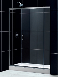 Дверь для душа PA-12 170х195 раздвижная, стекло прозрачное, профиль хром ##