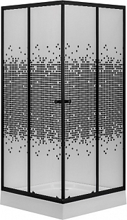 Душевой уголок квадрат NG-009-14Q BLACK 90х90х195 поддон 13 см, стекло "мозаик", профиль чёрный
