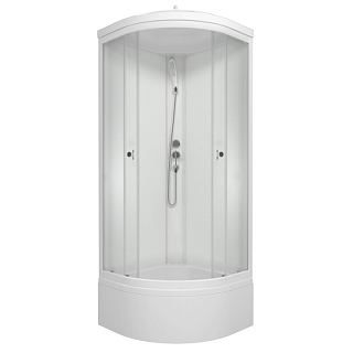 Душевой бокс полукруг Ультра B 80х80х231,5 стекло прозр., белый профиль, средний поддон