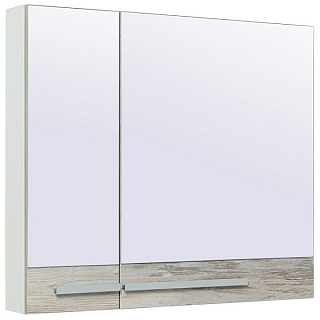 Шкаф зеркальный "Вудлайн 85", правый, цвет белый/скандинавский дуб